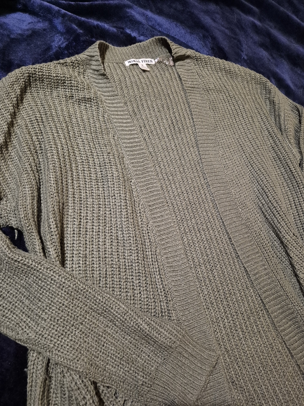 Moral Fiber Olive Green Open-Front Women's Cardigan Sweater